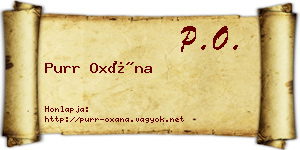 Purr Oxána névjegykártya